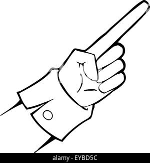 Black and white vector illustration. hand points Stock Vector