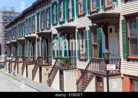 The historic Sylvan Terrace rowhouses in the Jumel Terrace Historic District in Washington Heights, Manhattan, New York City. Stock Photo