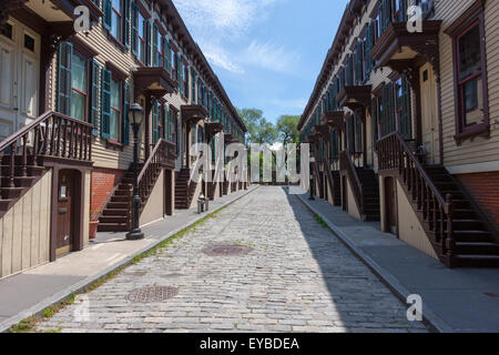 The historic Sylvan Terrace rowhouses in the Jumel Terrace Historic District in Washington Heights, Manhattan, New York City. Stock Photo