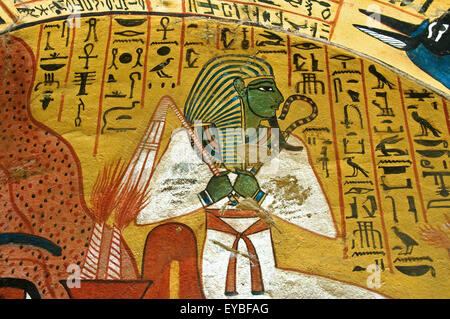 Luxor,Egypt,Deir el Medina,Workers Village, tomb of Pashedu (TT3) XVIII° dyn.: the god Osiris. Stock Photo