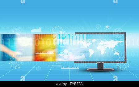 Monitor on abstract background Stock Photo