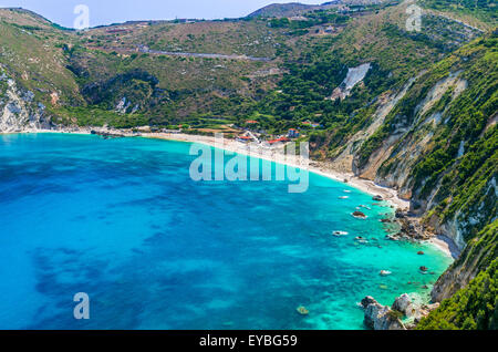 Petani beach, Kefalonia island, Greece. View of Petani bay and beautiful beach, Kefalonia island, Greece. Stock Photo