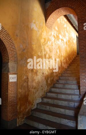 staircase in old warehouse in galle, sri lanka Stock Photo