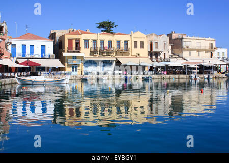 Old venetian harbor in Rethymno Stock Photo