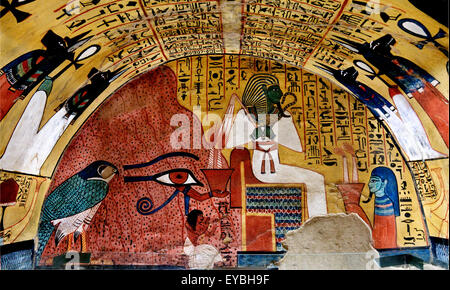 Luxor,Egypt,Deir el Medina,Workers Village, tomb of Pashedu (TT3) XVIII° dyn.: ceiling built barrel Stock Photo