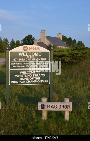 Whistling Straits Golf Course Kohler Wisconsin USA, 9th hole, downhill ...