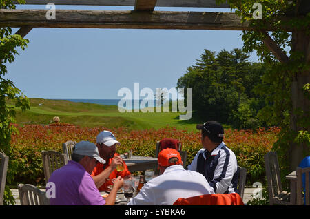 Whistling Straits Golf Course in Kohler, WI was designed by Pete Dye and features some two miles of Lake Michigan shoreline. Stock Photo