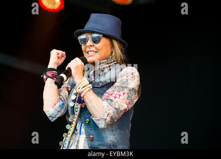 Scottish singer Lulu performs on the main stage at the Wickerman festival in Dundrennan, Dumfries, Scotland on July 24, 2015 © S Stock Photo