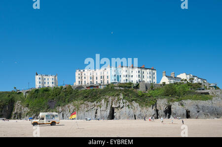 An ice cream travels the South Beach, Tenby, Pembrokeshire, Wales, UK. Stock Photo