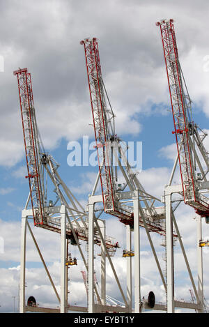 A container crane is used to load and unload intermodal containers from ...