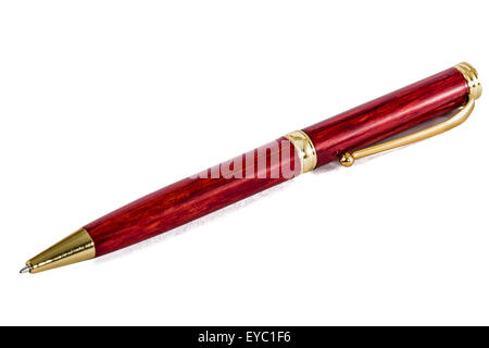 Red ballpoint pen, isolated on white, with clipping path Stock Photo