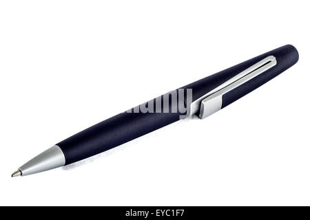 Blue ballpoint pen, isolated on white, with clipping path Stock Photo
