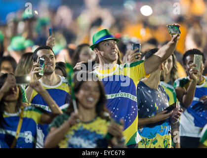 Toronto, Canada. 26th July, 2015. Players of Brazil take part in the closing ceremony of the 17th Pan American Games in Toronto, Canada, July 26, 2015. The 16-day event officially closed on Sunday. Lima of Peru will host the 18th Pan Am Games in 2019. Credit:  Zou Zheng/Xinhua/Alamy Live News Stock Photo