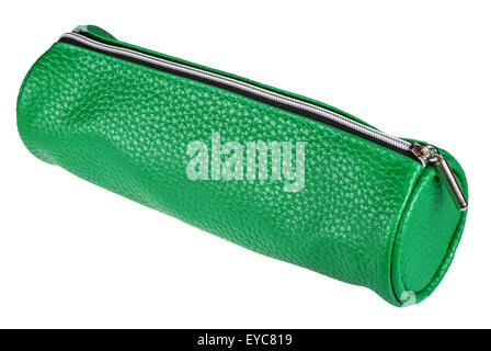 leather pen case isolated on white background Stock Photo