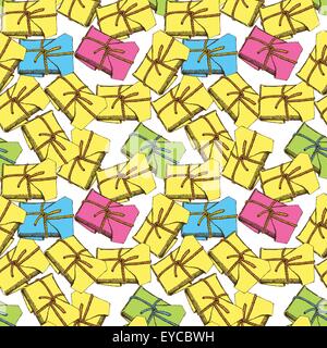 Sketch holiday package in vintage style, vector seamless pattern Stock Vector