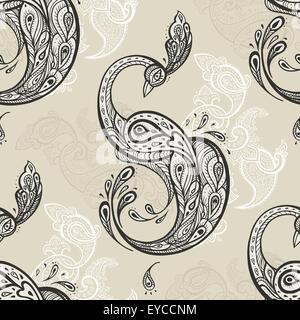Beautiful peacock. Seamless background Stock Vector