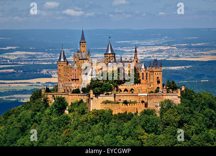Germany, Baden-Württemberg: View to mystic Castle Hohenzollern Stock Photo