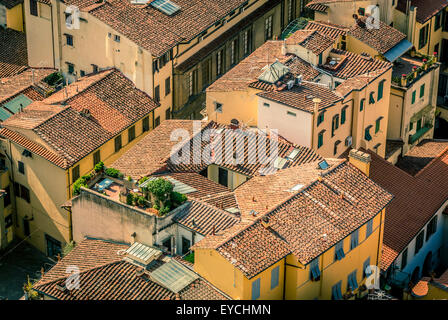 Terracotta rooftops of traditional Florentine  buildings. Florence, Italy. Stock Photo