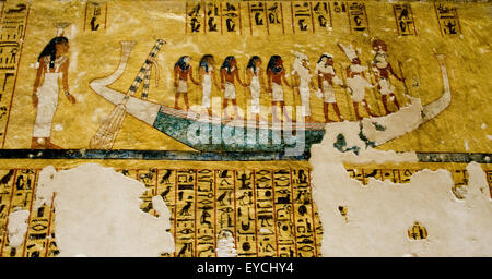 Luxor, Egypt, West valley: hieroglyphs and paintings in the tomb of Ay (KV23) XVIII° dyn. Stock Photo