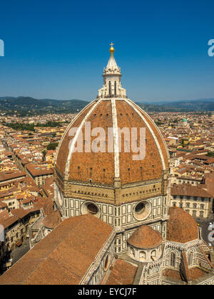 Florence Cathedral or Duomo dome designed by Filippo Brunelleschi. Florence, Italy. Stock Photo