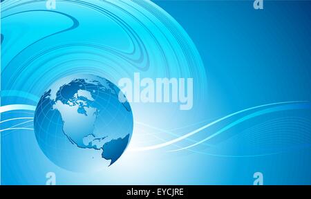 Abstract waves with globe. Vector design eps 10 Stock Vector