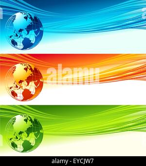 Abstract waves with globe. Vector design eps 10 Stock Vector