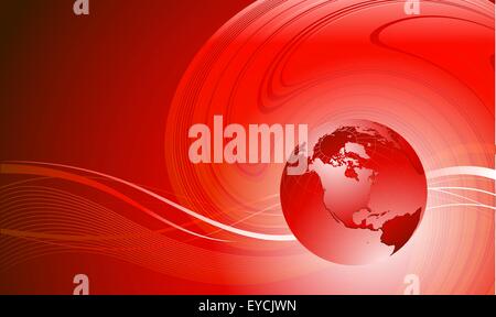 Abstract waves with globe. Vector design eps 10 Stock Vector