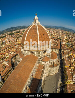 Florence Cathedral or Duomo dome designed by Filippo Brunelleschi. Florence, Italy. Stock Photo