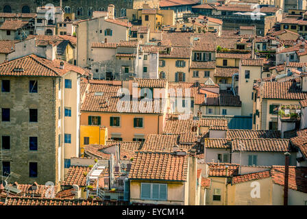 Terracotta rooftops of traditional florentine buildings. Florence, Italy. Stock Photo