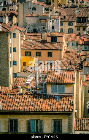 Terracotta rooftops of traditional florantine buildings. Florence, Italy. Stock Photo