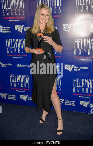 Sydney, Australia. 27th July, 2015. Helen Thomson poses with the award for Best Female Actor in a Supporting Role in a Play at the Capitol Theatre on July 27, 2015 in Sydney, Australia. Credit:  MediaServicesAP/Alamy Live News Stock Photo