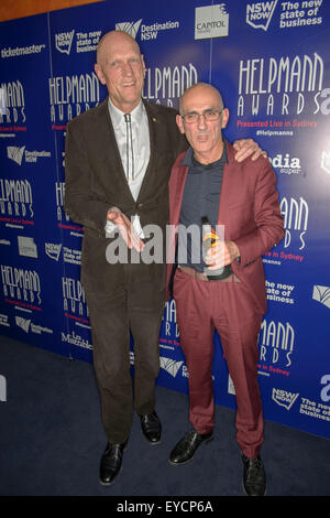 Sydney, Australia. 27th July, 2015. Peter Garrett and Paul Kelly pose at the Capitol Theatre on July 27, 2015 in Sydney, Australia. Credit:  MediaServicesAP/Alamy Live News Stock Photo