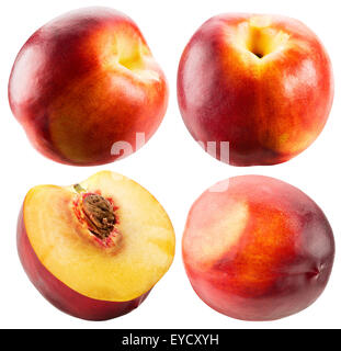 collection of nectarines isolated on the white background. Stock Photo