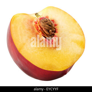half of nectarine isolated on the white background. Stock Photo