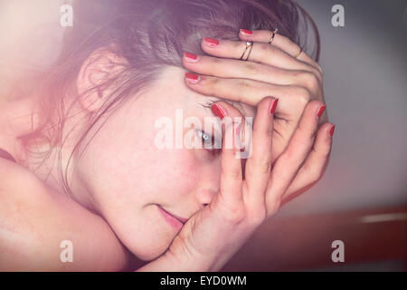 close up portrait of a beautiful young woman Stock Photo