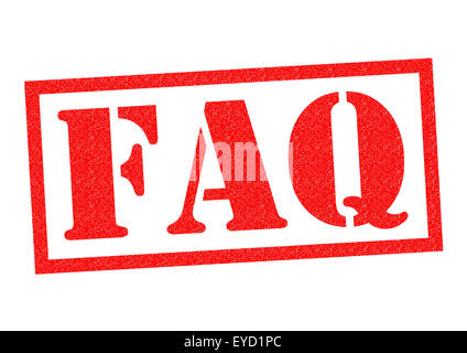 FAQ red Rubber Stamp over a white background. Stock Photo
