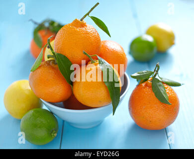 Fresh mandarins in a bowl Stock Photo