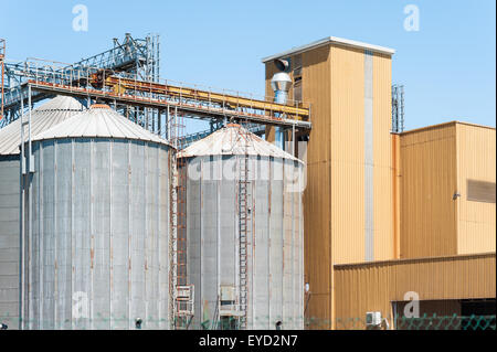 Storage facility cereals , silos and drying towers Stock Photo