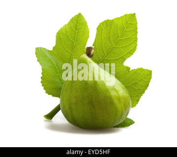Fig with leaf isolated on white Stock Photo