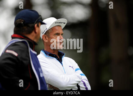 Sunningdale, UK. 26th July, 2015. Jesper Parnevik of Sweden on the 2nd hole of the final round of The Senior Open Championship at Sunningdale Golf Club on July 26, 2015 in Sunningdale, England. Credit:  David Partridge/Alamy Live News Stock Photo