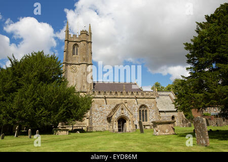 View of the St James Church in the village of Avebury. Stock Photo