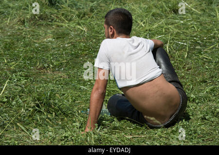 Back Of A Wrestler, Kirkpinar 654th Oil Wrestling Championships, Edirne, Turkey Stock Photo