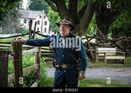 Lancaster, Pennsylvania, USA. 26th July, 2015. Civil War encampment reenactment at Landis Valley Farm Museum, Lancaster, PA. Credit:  CREATIVE COLLECTION TOLBERT PHOTO/Alamy Live News Stock Photo