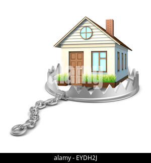 bear trap and house on white background. Isolated 3D illustration Stock ...