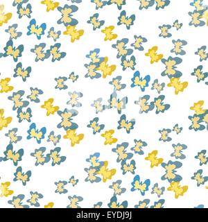 Vector seamless white background with colorful butterflies Stock Vector