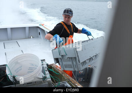 Lobster fishermen in Cape Breton, Nova Scotia. Stock Photo