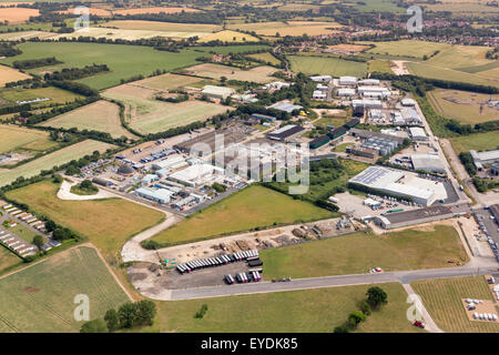 aerial view of Eye airfield industrial estate in Suffolk, UK Stock Photo
