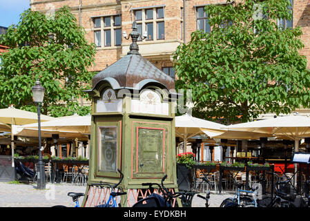 old telephone booth  on Lilla Torg in Malmo, Sweden Stock Photo