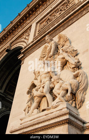 France, Bas-relief on Arc de Triomphe; Paris Stock Photo