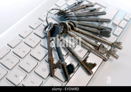 old key on computer keyboard Stock Photo